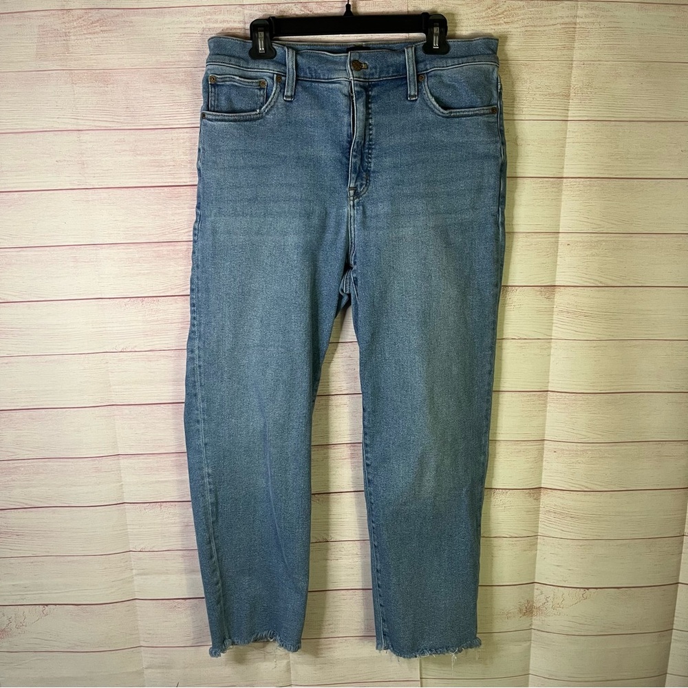J. Crew Stovepipe Denim Raw Hem Jeans Size 33‎